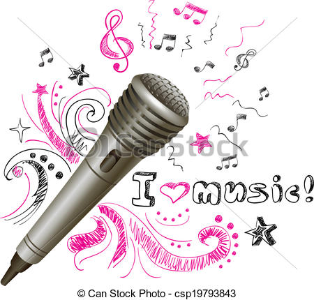 Pictures Of Microphones And Music Notes